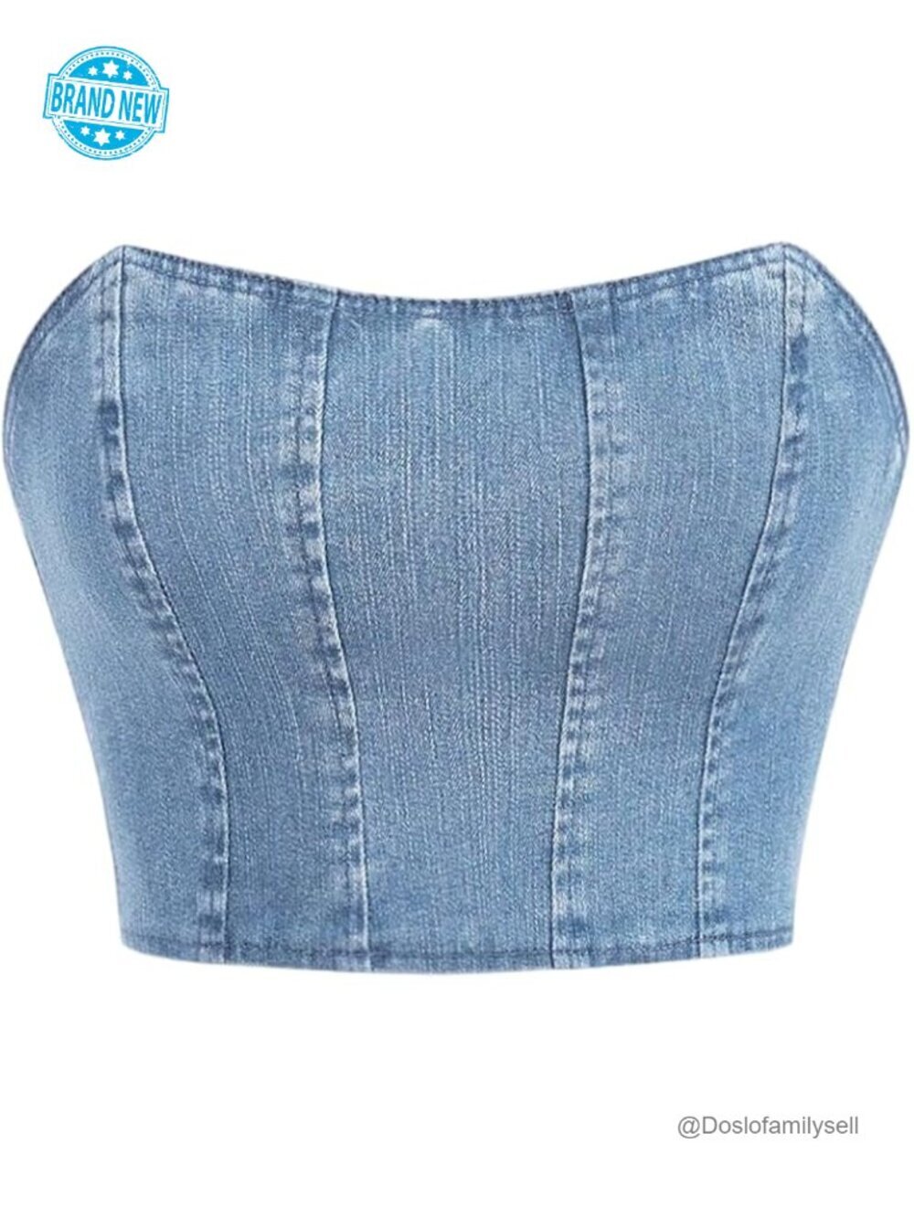 Strapless Zip Back Bandeau Crop Top Denim Tube Top Y2k Night Out Tops
